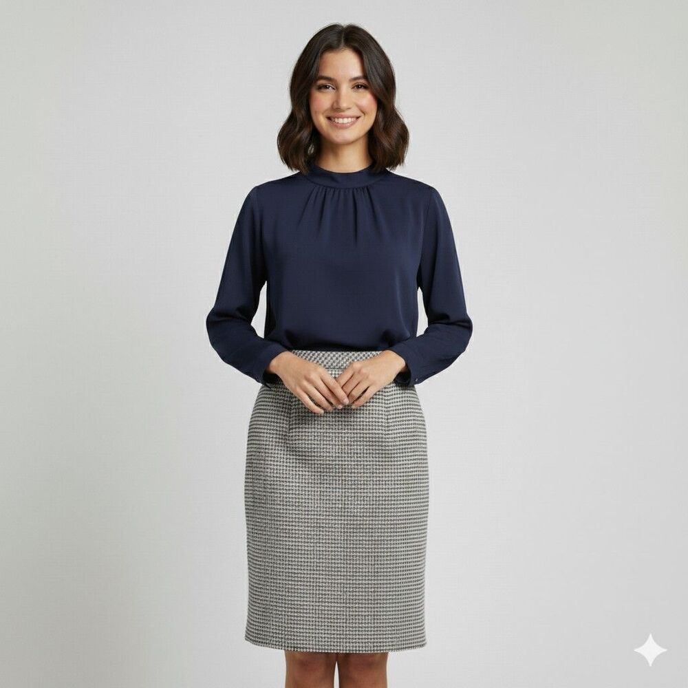 Calvin Klein Gray Heathered Lined Pencil Skirt Size 14 NWT Stretch Career Office